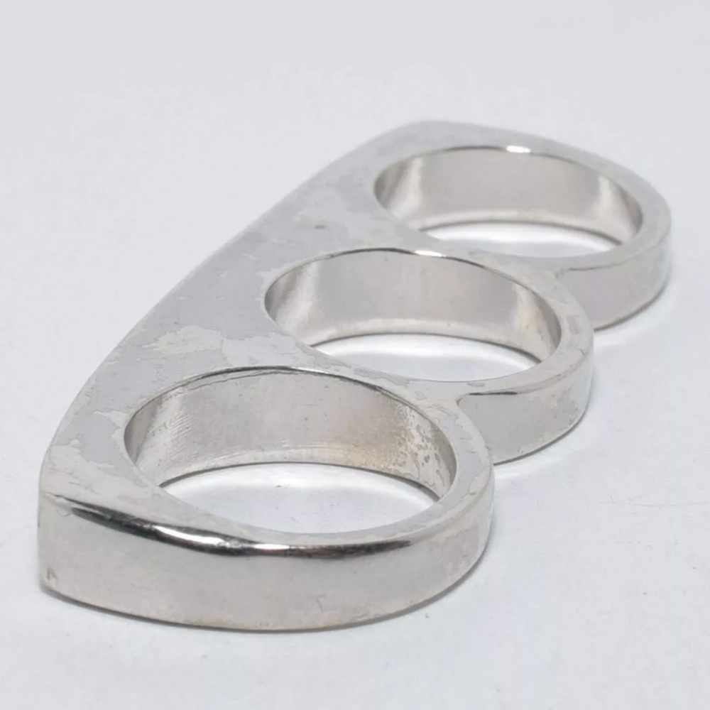 Silver knuckle duster multi finger ring from size 5.5 to 6.5